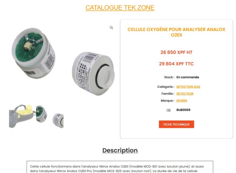 fiche article, gestion du stock TEK ZONE Nouméa